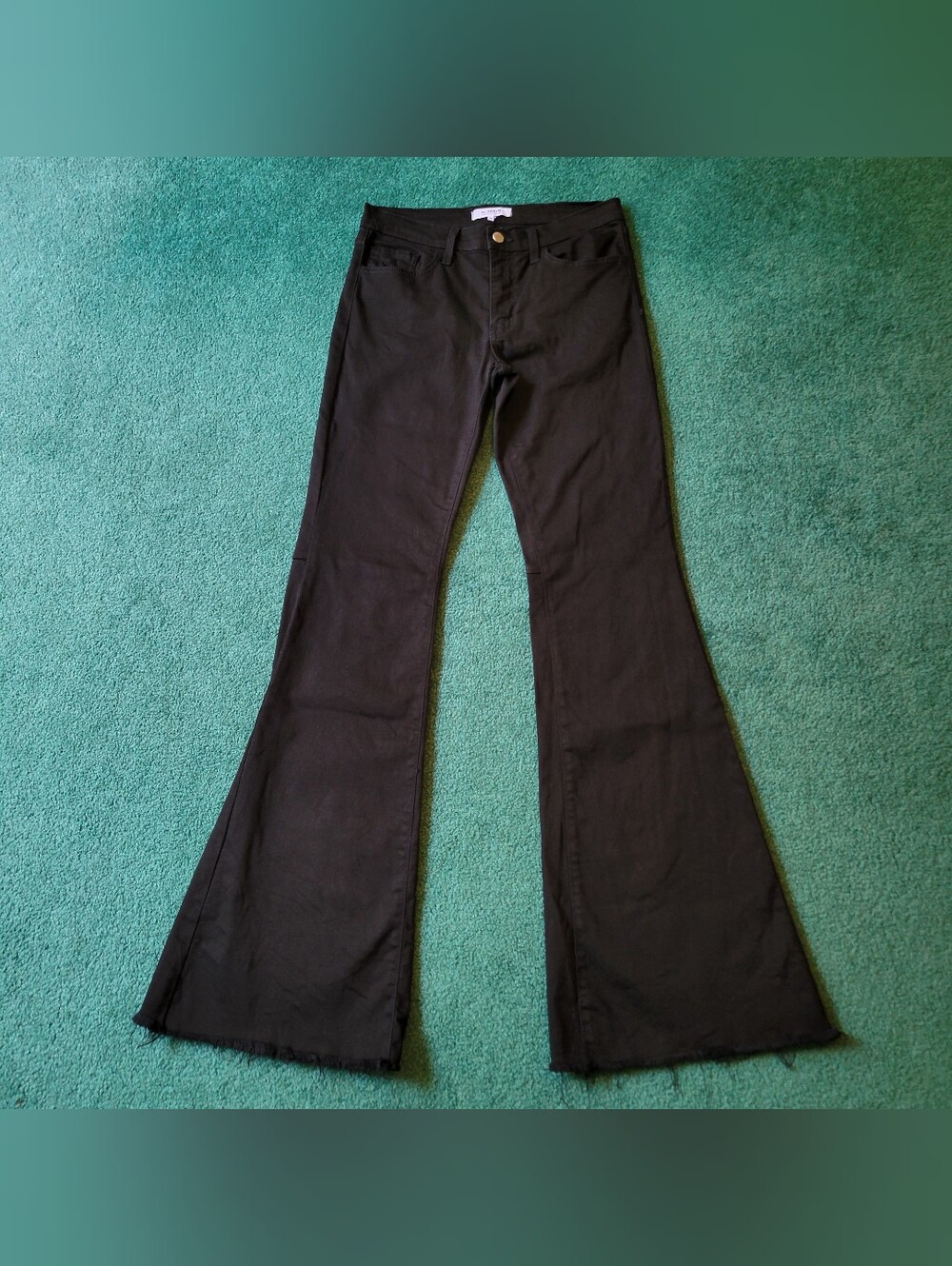 O2 Denim Women’s Flare Leg Black Jeans Size 28x34 Bell Bottom